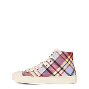 Women's Thin Orb Motif Cotton High Top Trainers