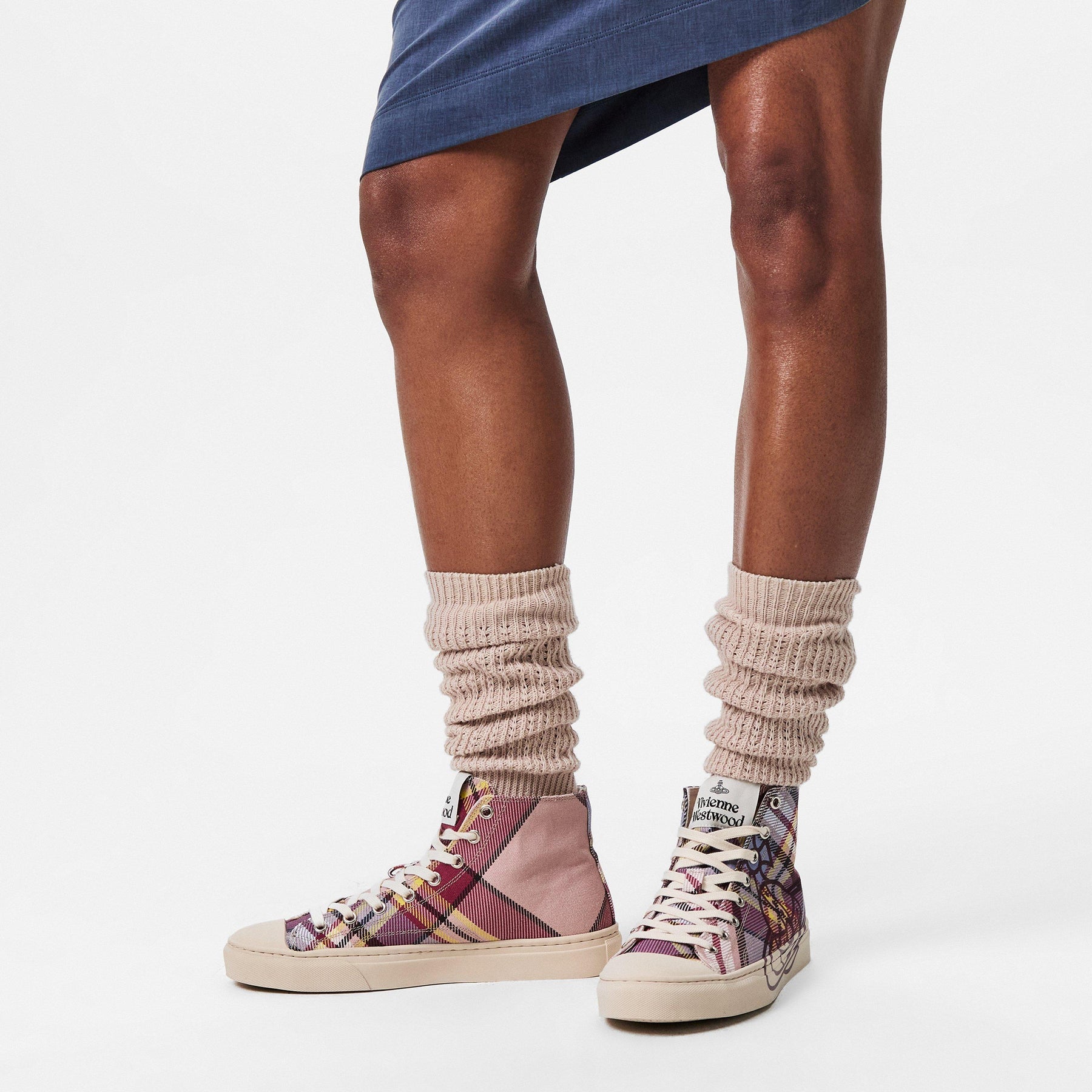 Women's Thin Orb Motif Cotton High Top Trainers