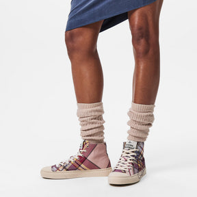 Women's Thin Orb Motif Cotton High Top Trainers