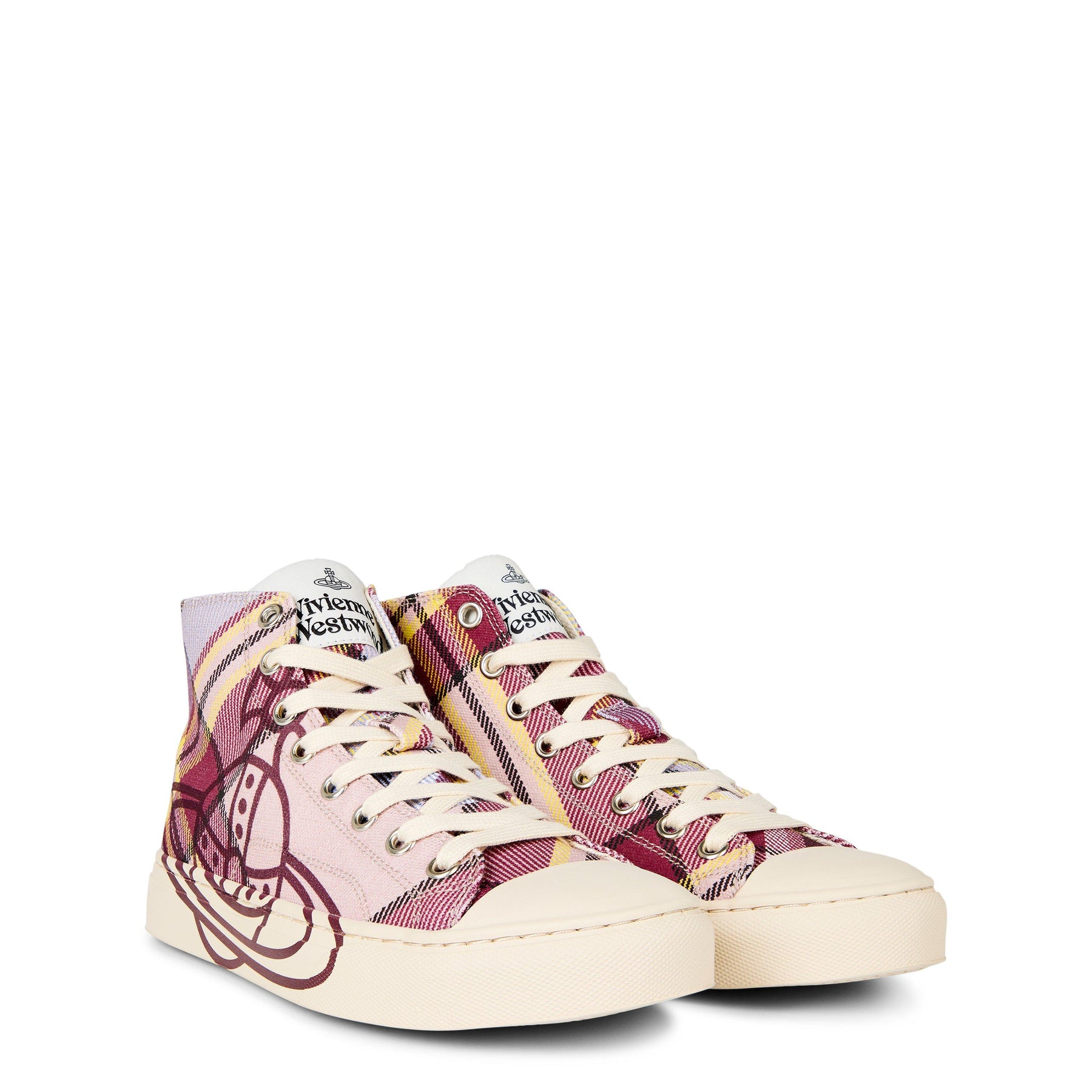 Women's Thin Orb Motif Cotton High Top Trainers