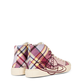 Women's Thin Orb Motif Cotton High Top Trainers