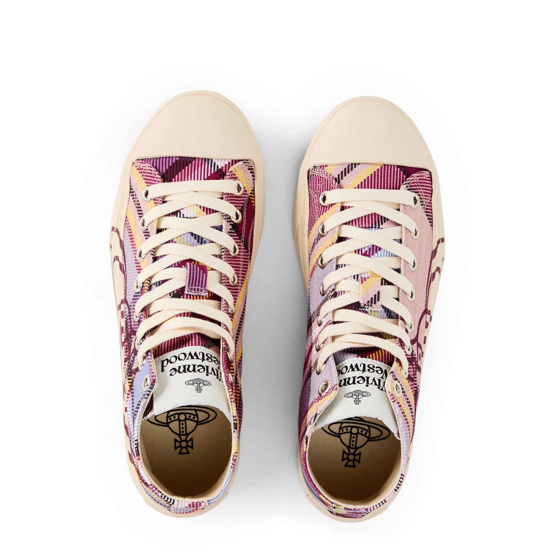 Women's Thin Orb Motif Cotton High Top Trainers