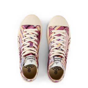 Women's Thin Orb Motif Cotton High Top Trainers
