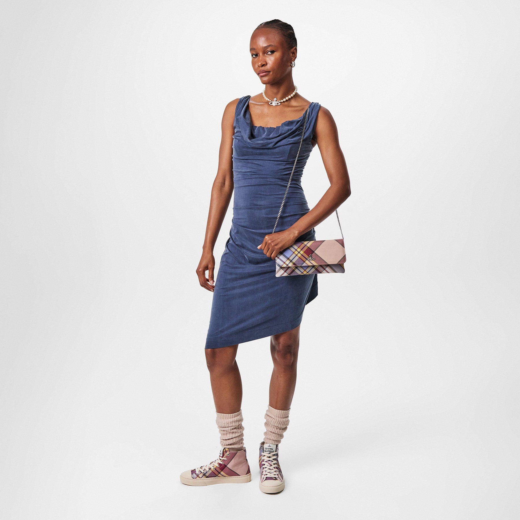 Women's Thin Orb Motif Cotton High Top Trainers