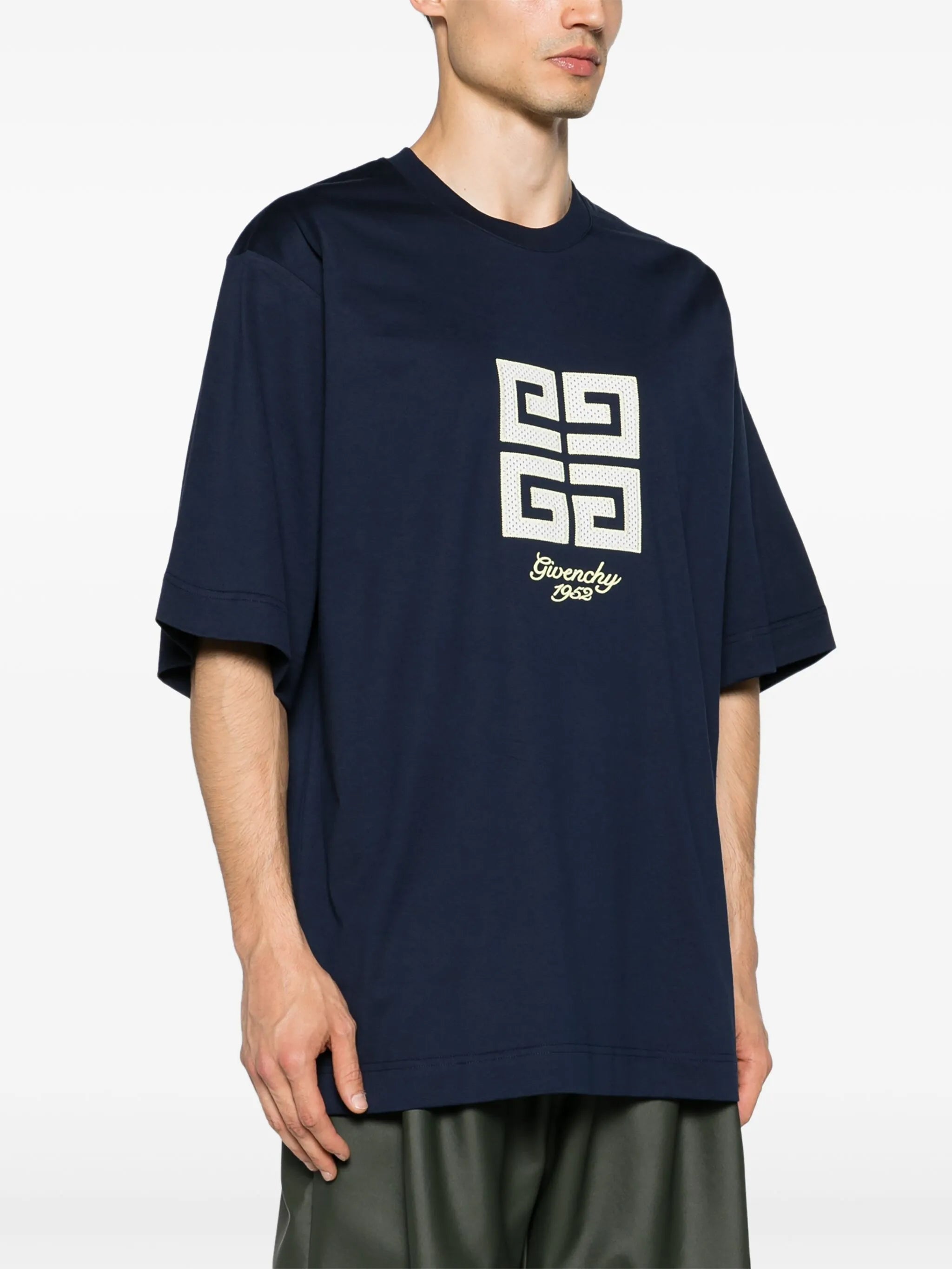 Givenchy 4G 1952 Embroidered Logo Oversized T-Shirt in Medium Blue