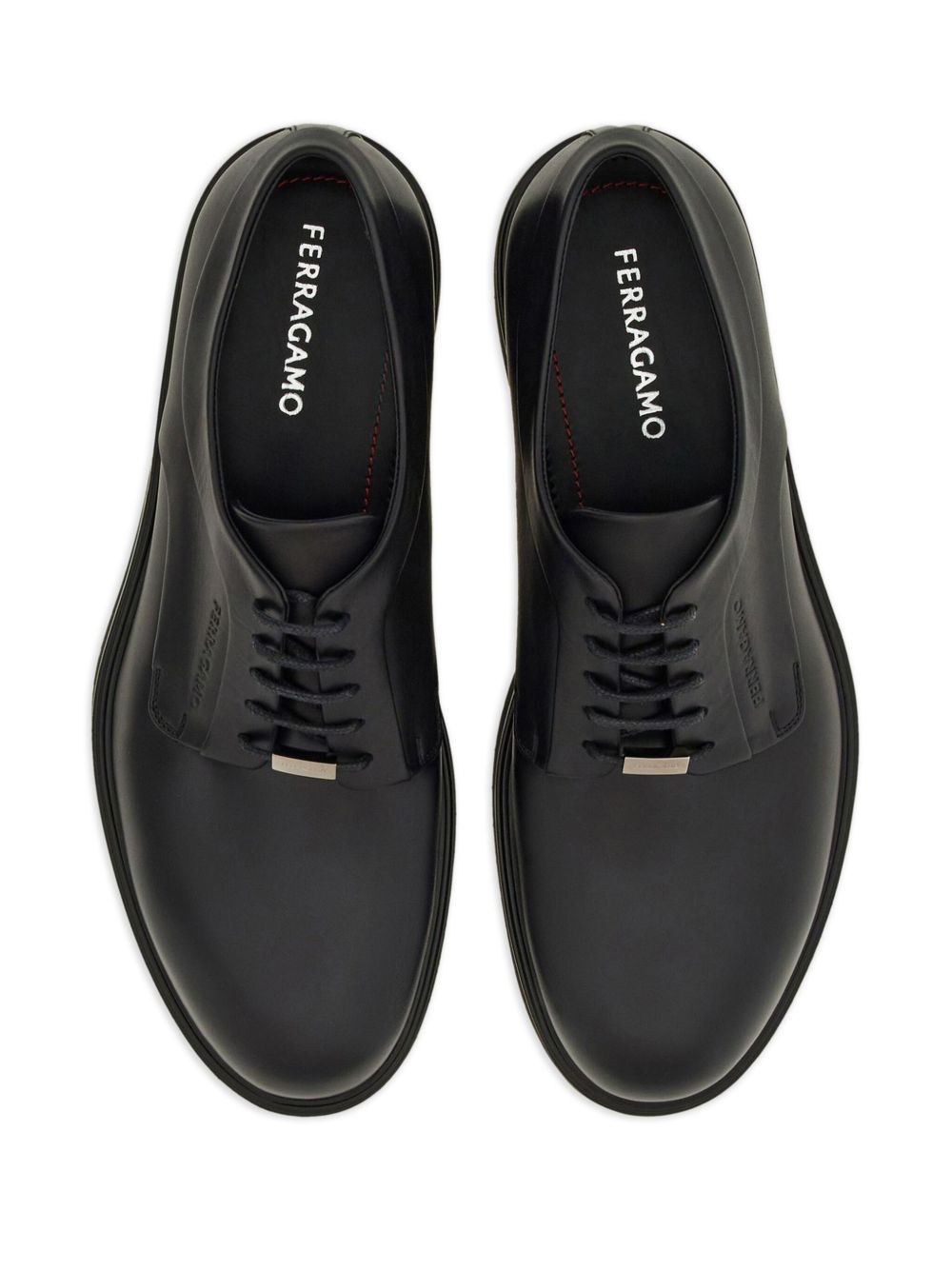 Salvatore Ferragamo Polished Leather Derby Shoes – Black