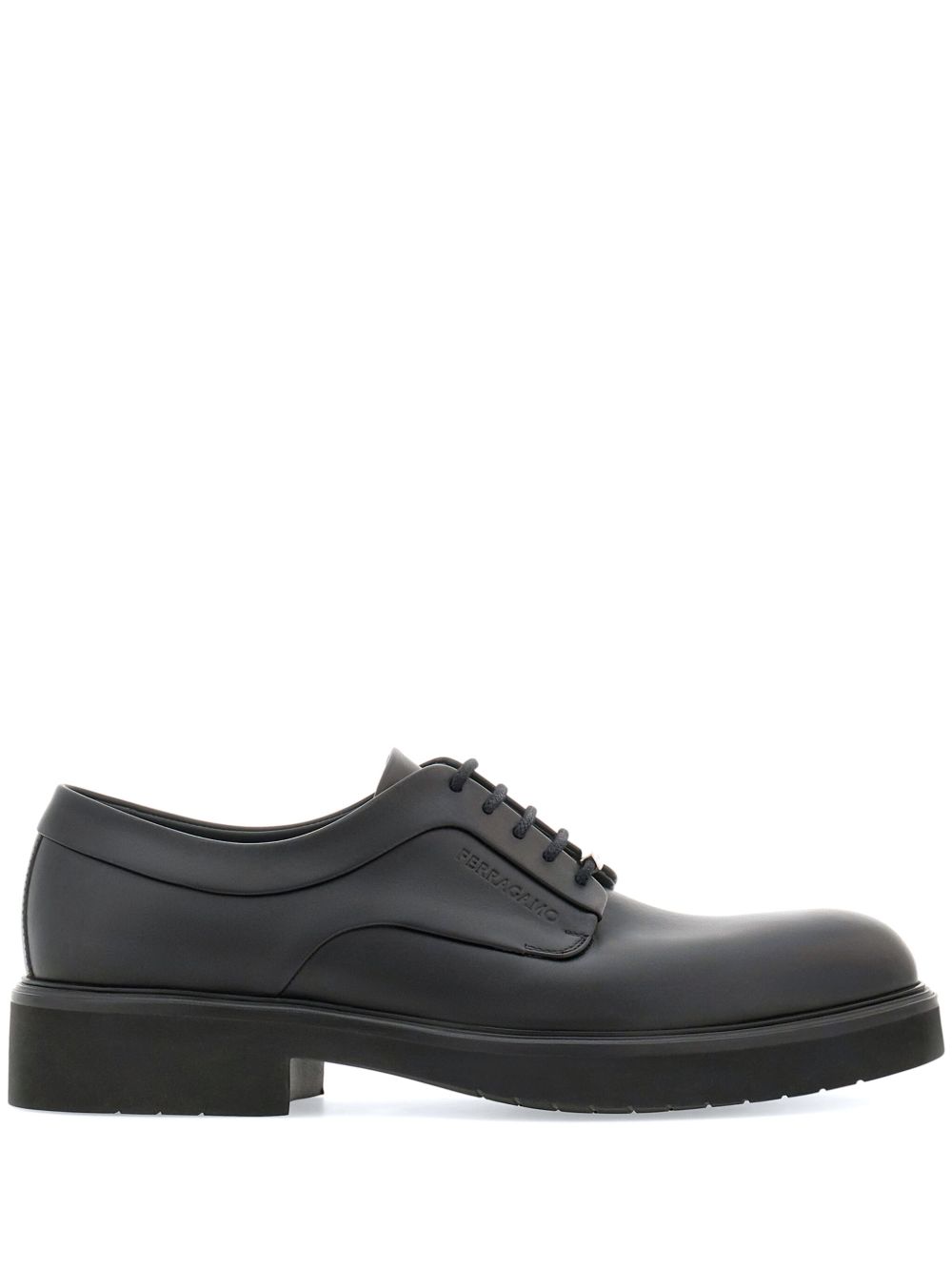 Salvatore Ferragamo Polished Leather Derby Shoes – Black