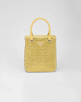 Small satin tote bag with crystals