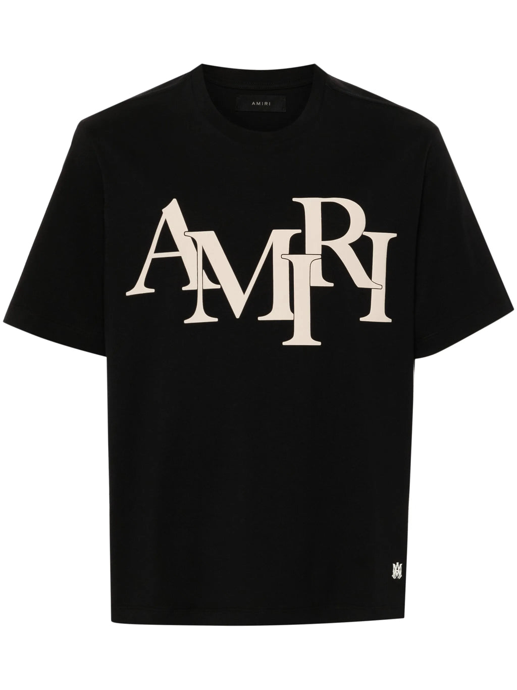 Amiri Staggered Logo Beige Printed T-Shirt in Black