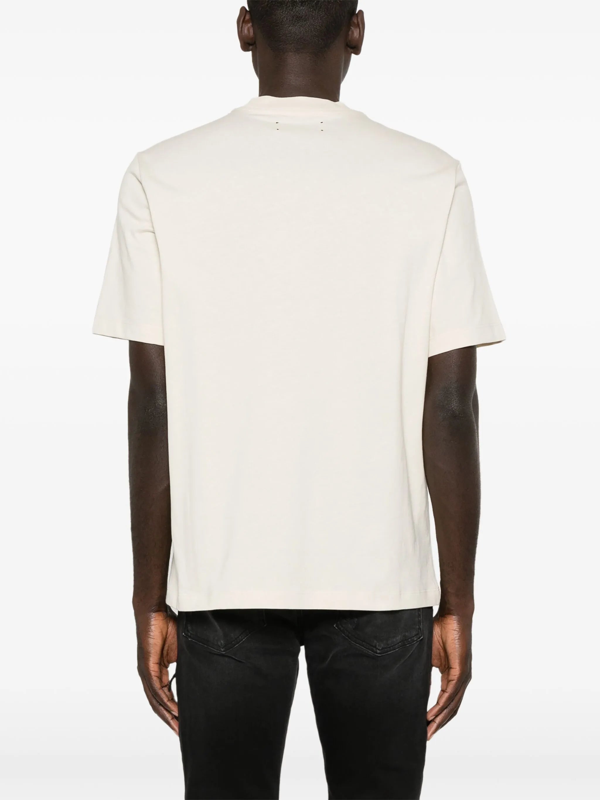 Amiri Staggered Logo Red Printed T-Shirt in Light Beige
