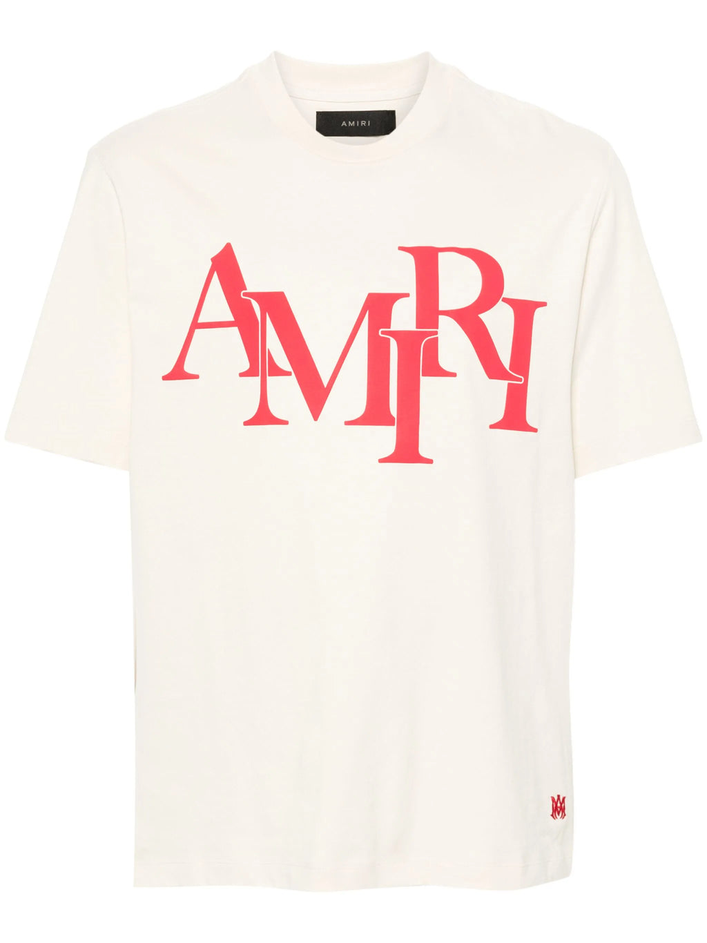 Amiri Staggered Logo Red Printed T-Shirt in Light Beige