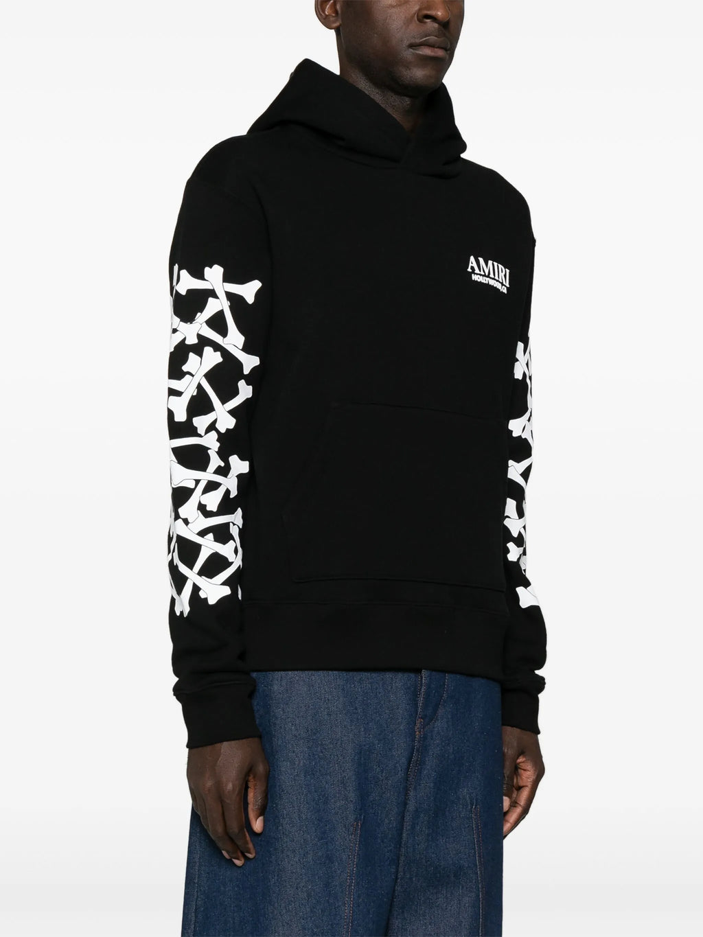 Amiri Hollywood Stacked Bones Printed Hoodie in Black