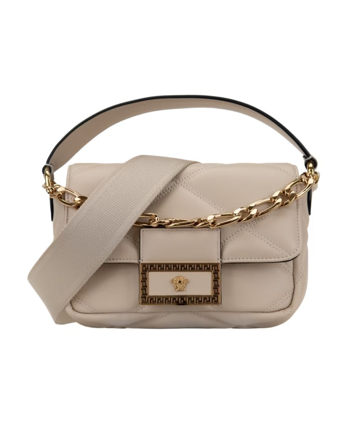 Quilted Leather Shoulder Bag Magnetic Closure