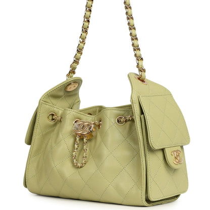 Chanel Mini 25 Hobo Bag Green Caviar Gold Hardware