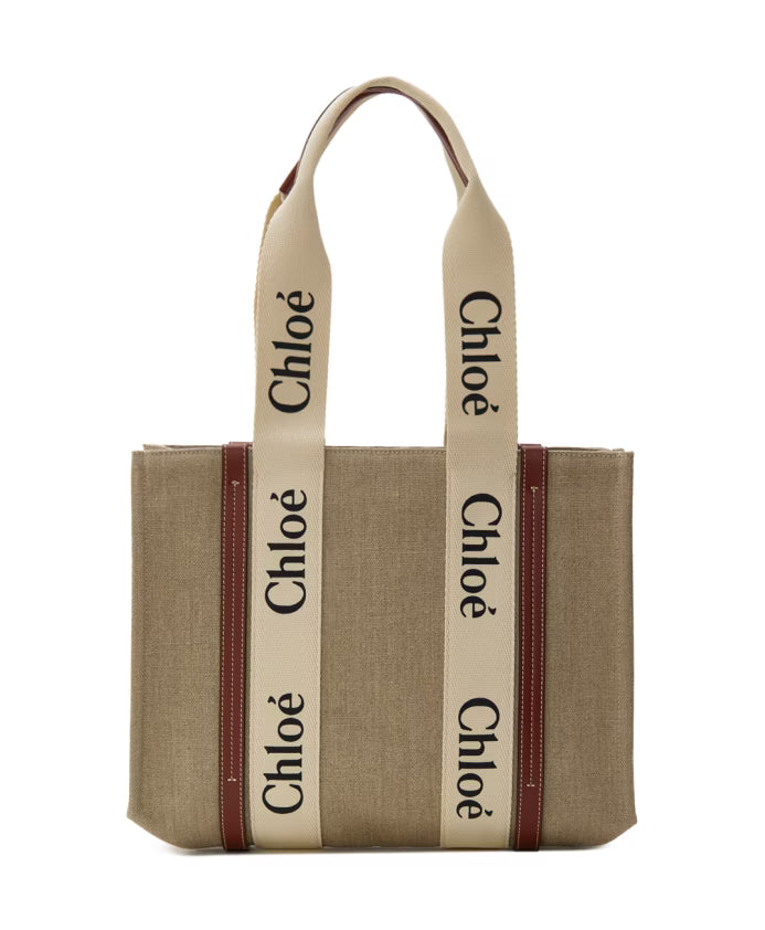 Large Woody Linen Tote Bag