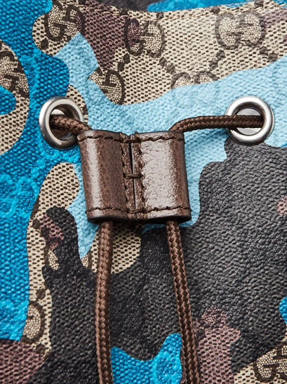 GG Camo Print Coated Canvas Ophidia Large Backpack Bag