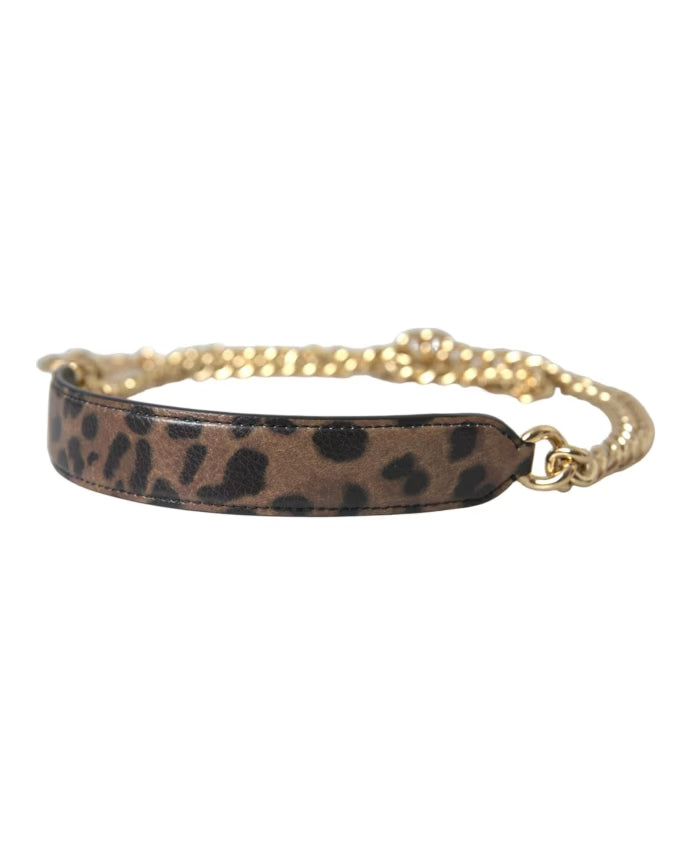 Leopard Print Leather Shoulder Strap