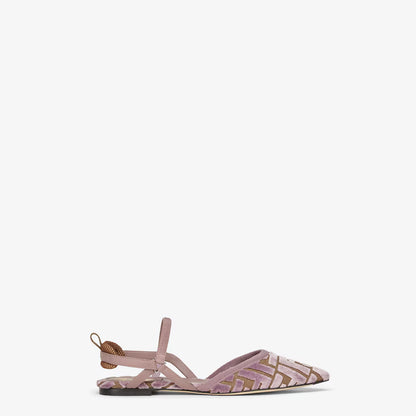 Mauve pink FF jacquard velvet flats