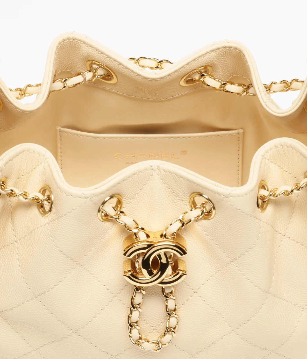 CHANEL 25 Mini Handbag Grained Calfskin & Gold-Tone Metal  Ecru
