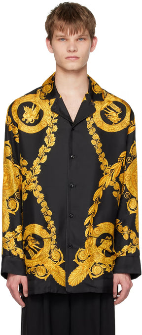 Versace Underwear Black Maschera Baroque Pyjama Shirt