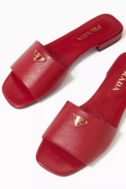 Ciabatte Slides in Saffiano Leather