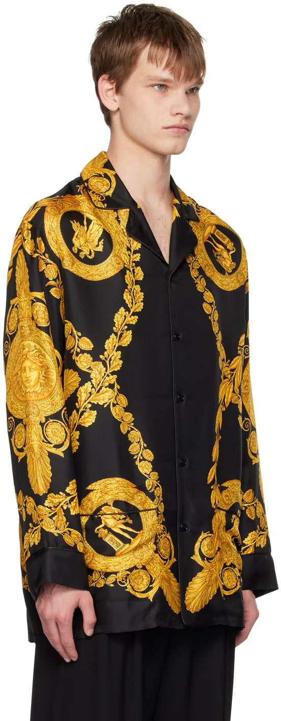 Versace Underwear Black Maschera Baroque Pyjama Shirt