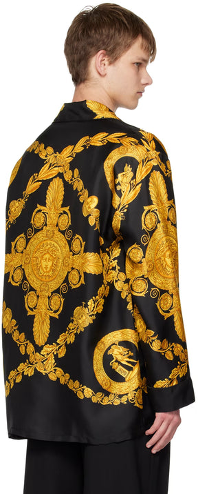 Versace Underwear Black Maschera Baroque Pyjama Shirt