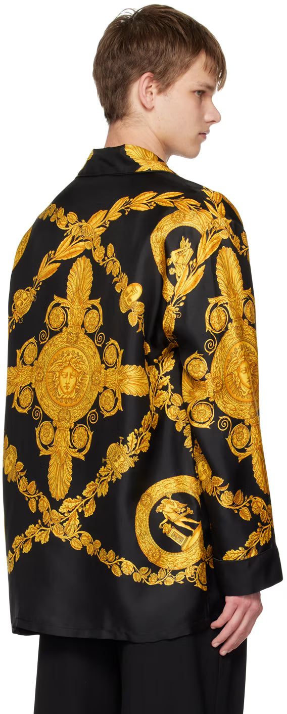 Versace Underwear Black Maschera Baroque Pyjama Shirt