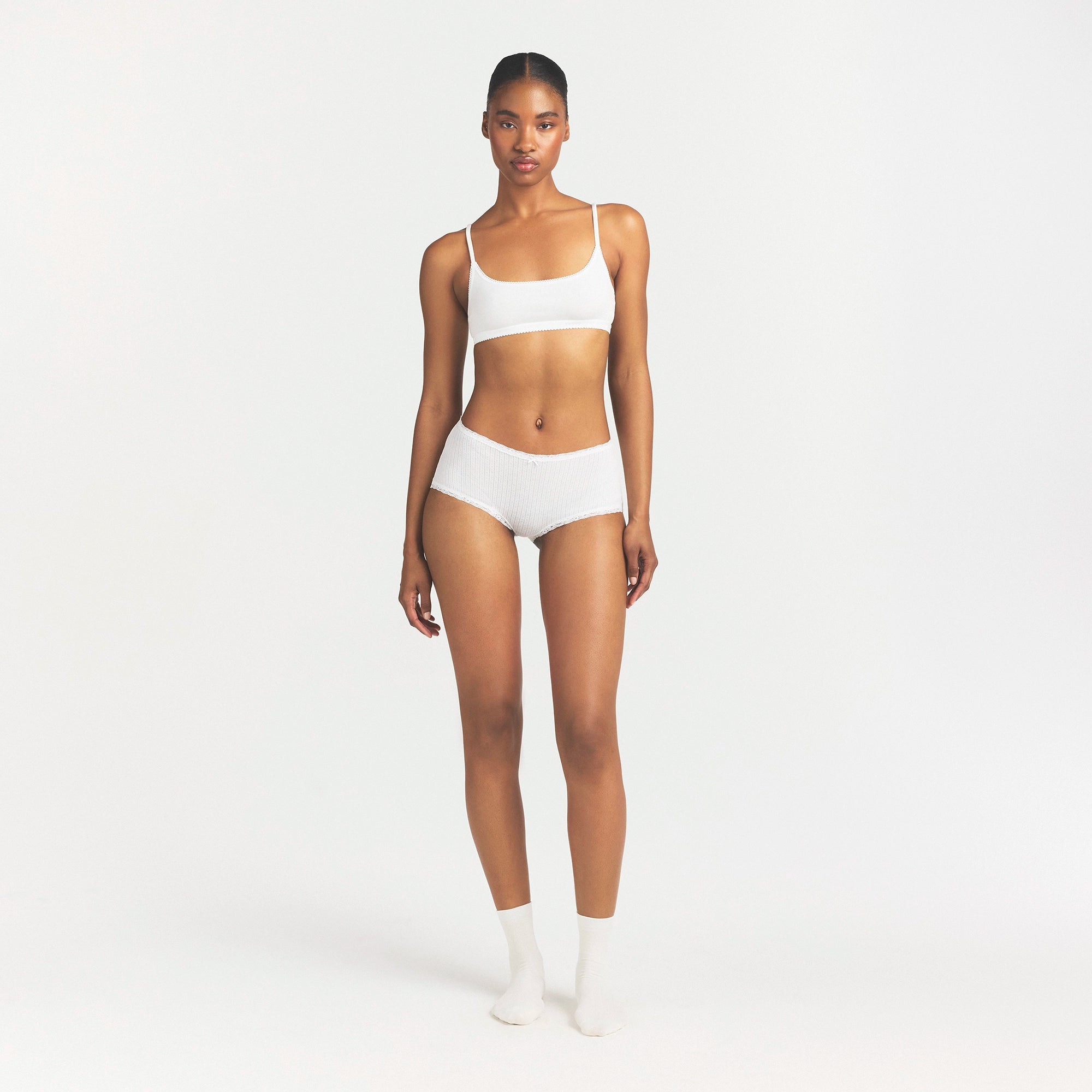 Lightweight Cotton Pointelle Lace Boy Short
