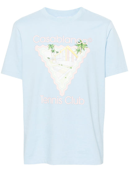 Casablanca Maison De Reve Printed T-Shirt in Pale Blue