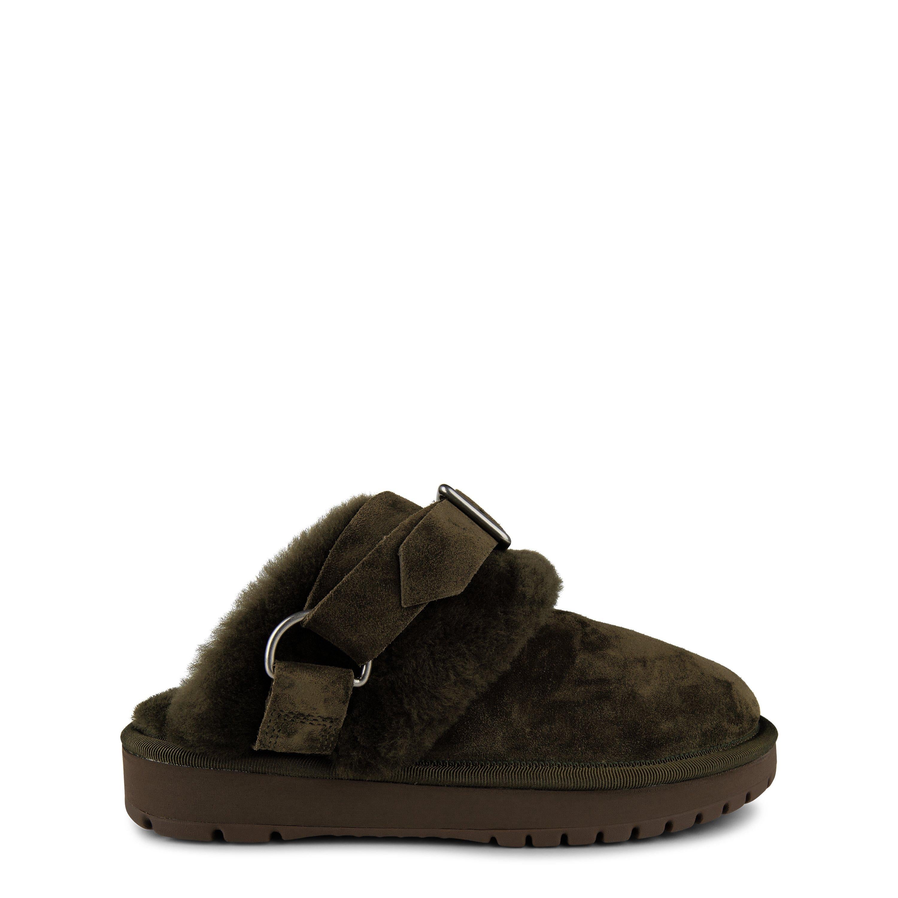 Suede And Shearling Chubby Mules