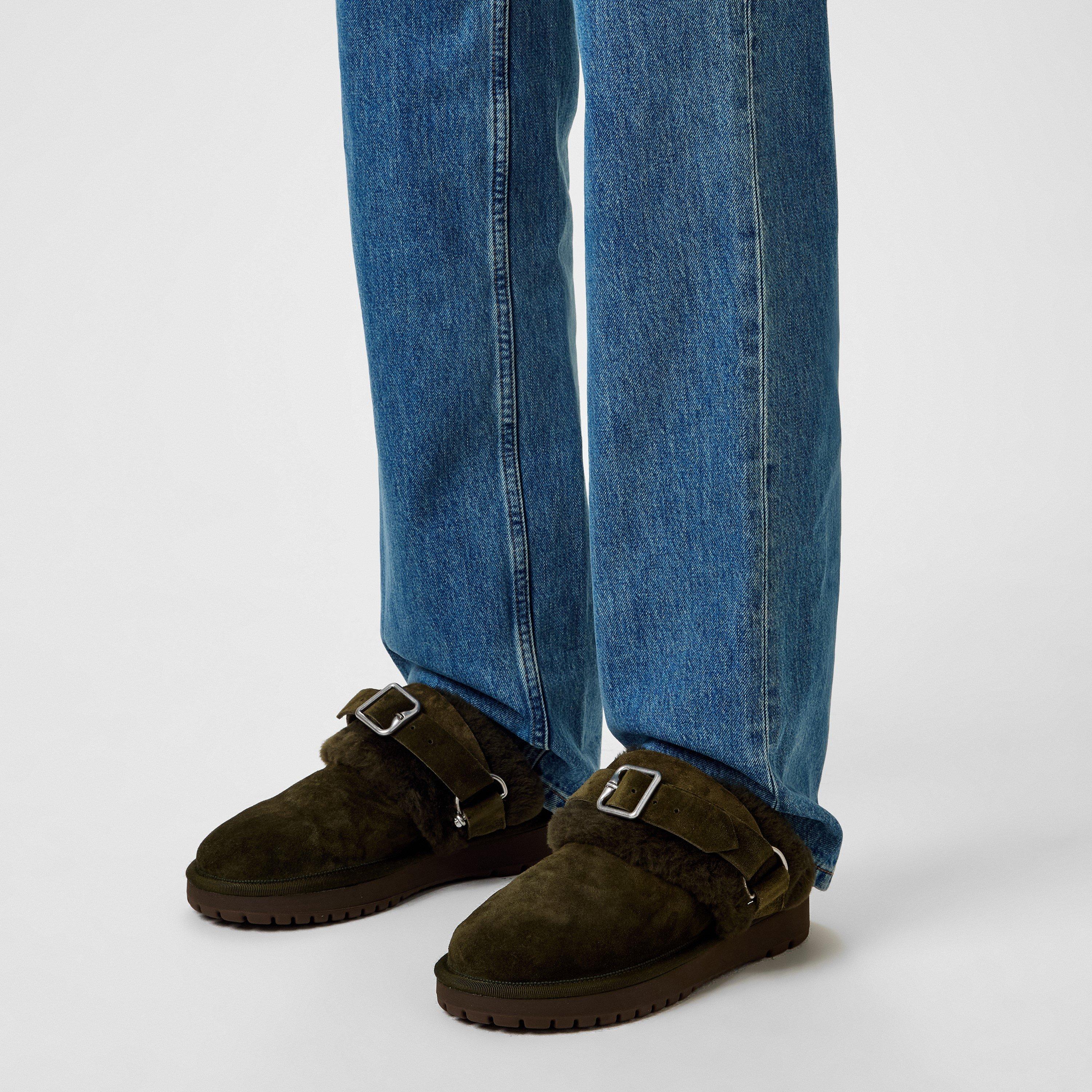 Suede And Shearling Chubby Mules