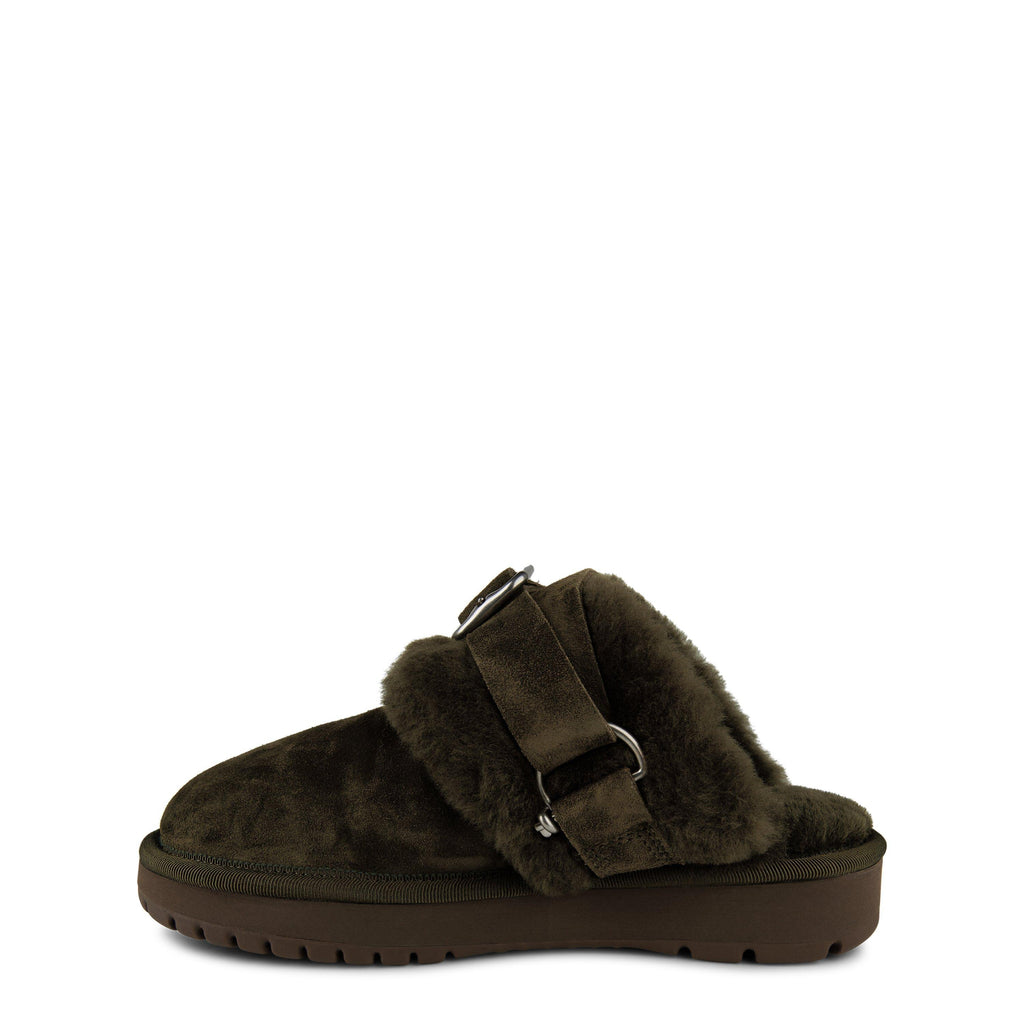 Suede And Shearling Chubby Mules