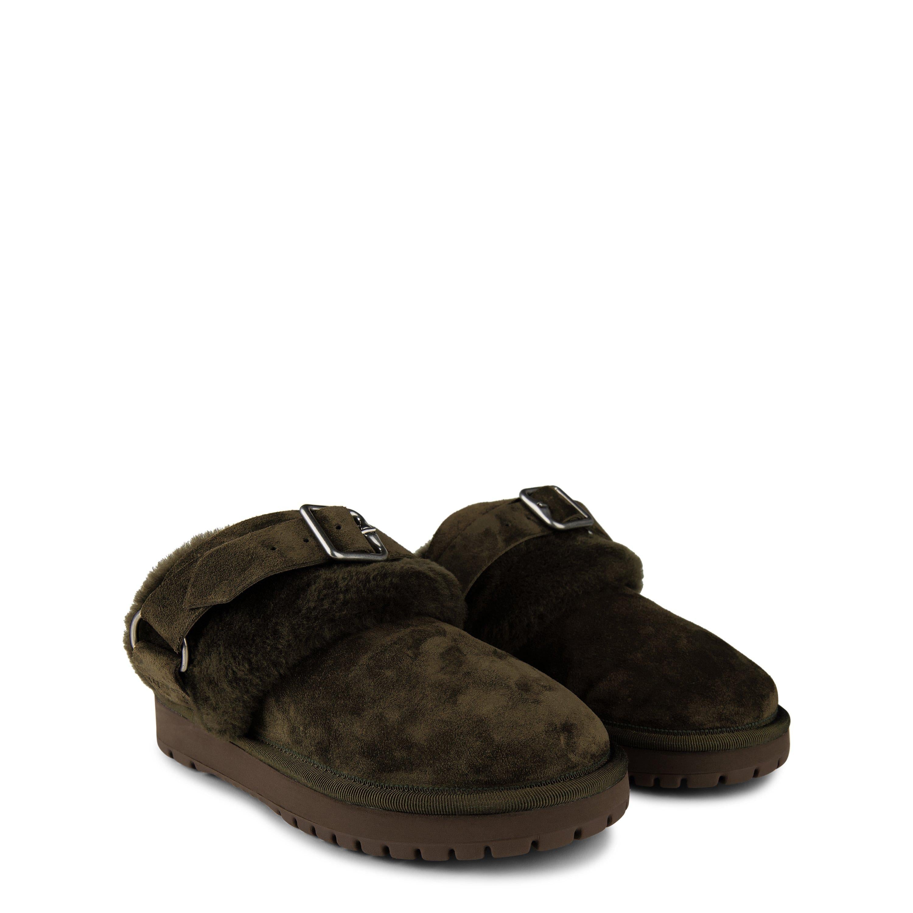 Suede And Shearling Chubby Mules