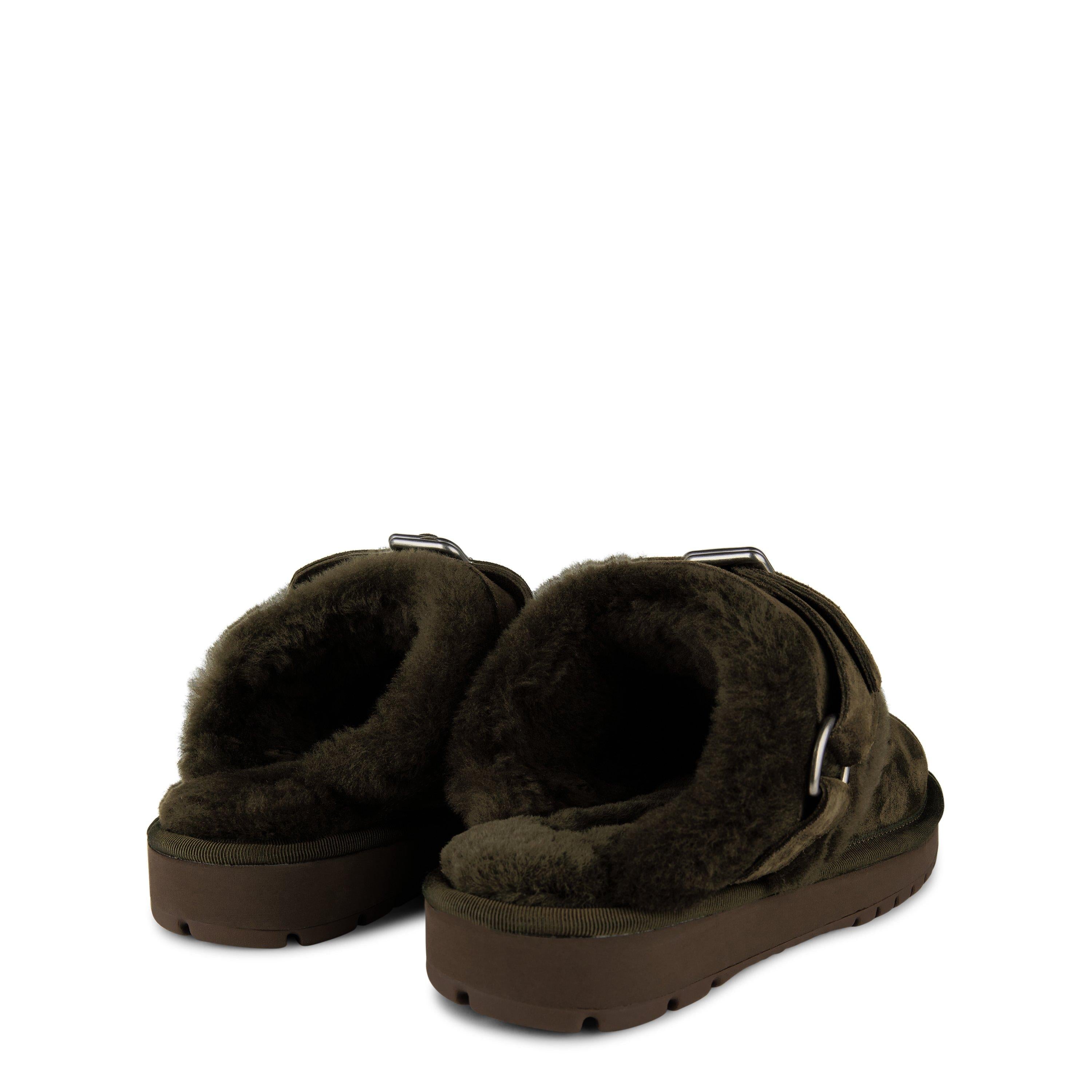 Suede And Shearling Chubby Mules