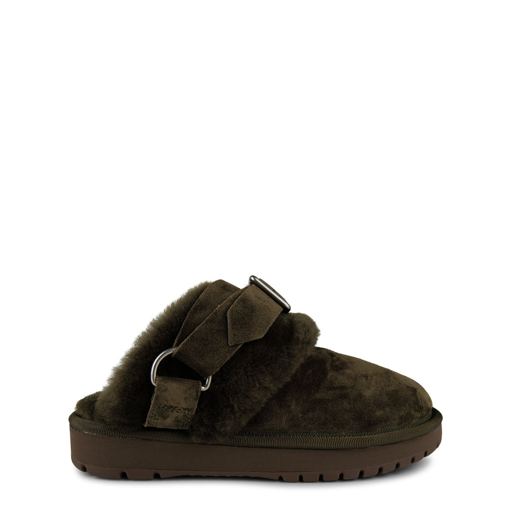 Suede And Shearling Chubby Mules