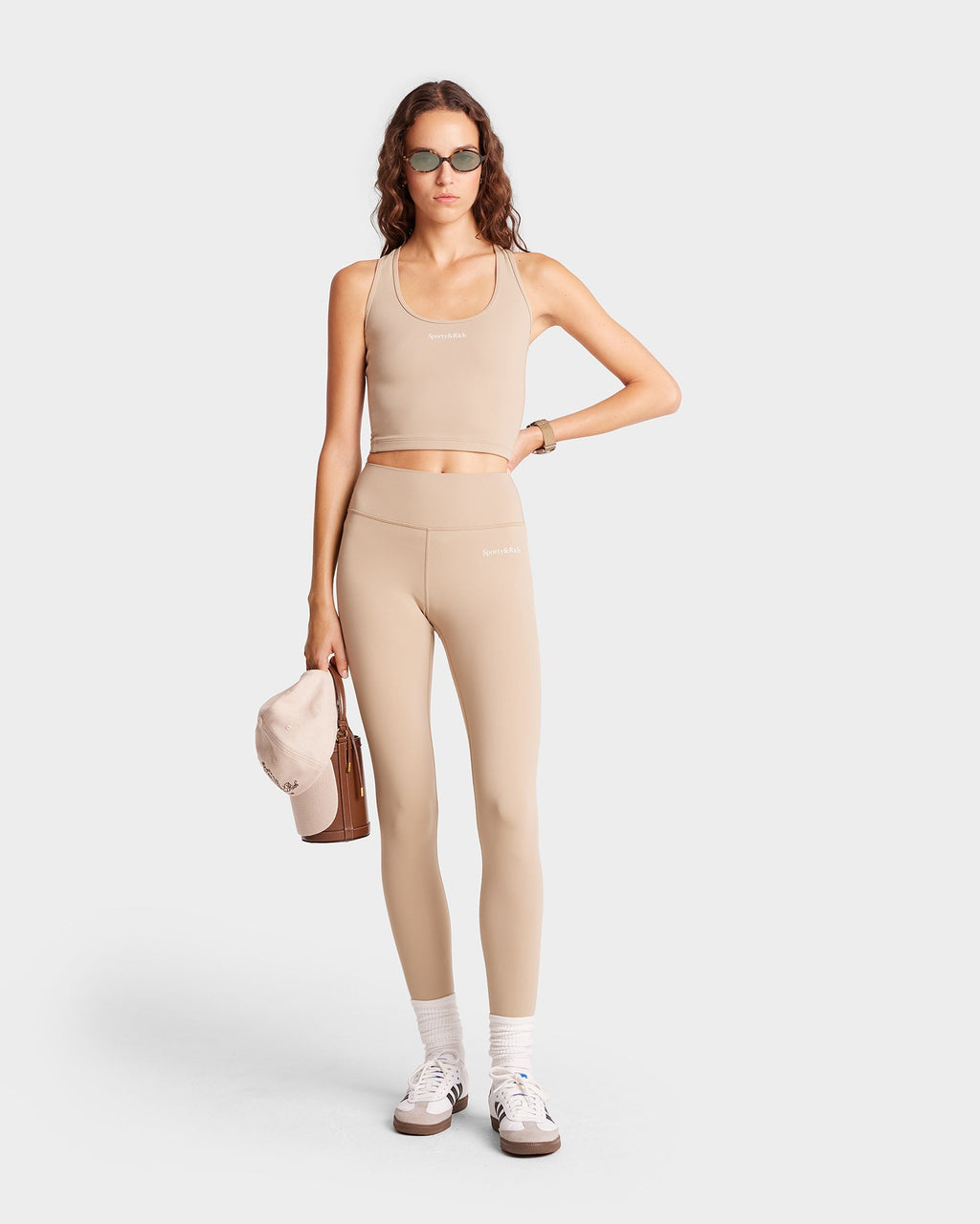 Serif Logo Legging - Elephant/White