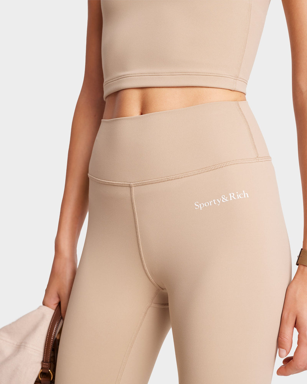 Serif Logo Legging - Elephant/White