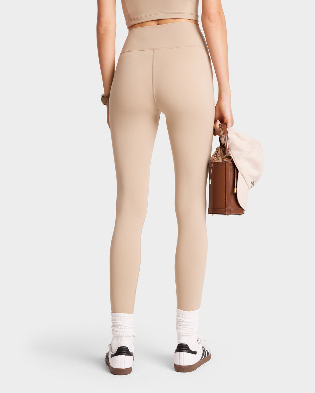 Serif Logo Legging - Elephant/White