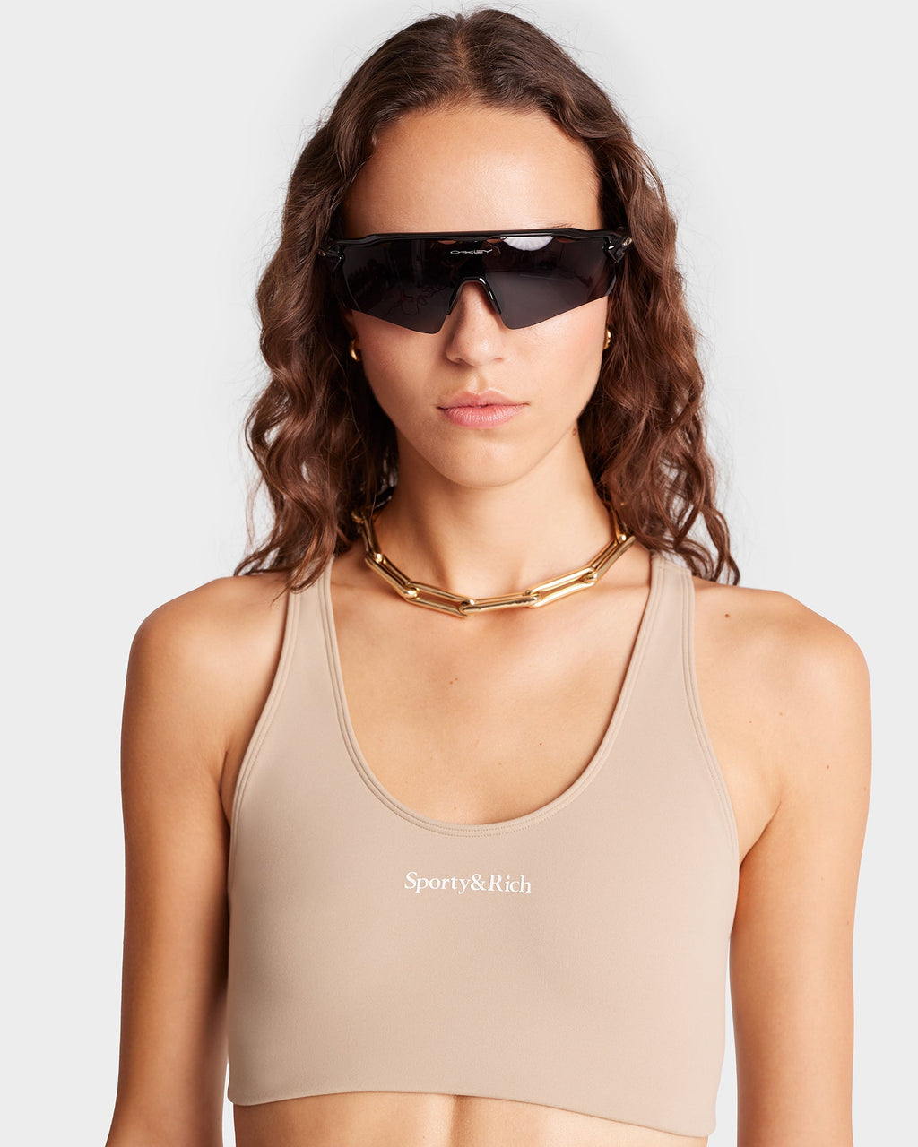 Serif Logo Sport Bra - Elephant/White