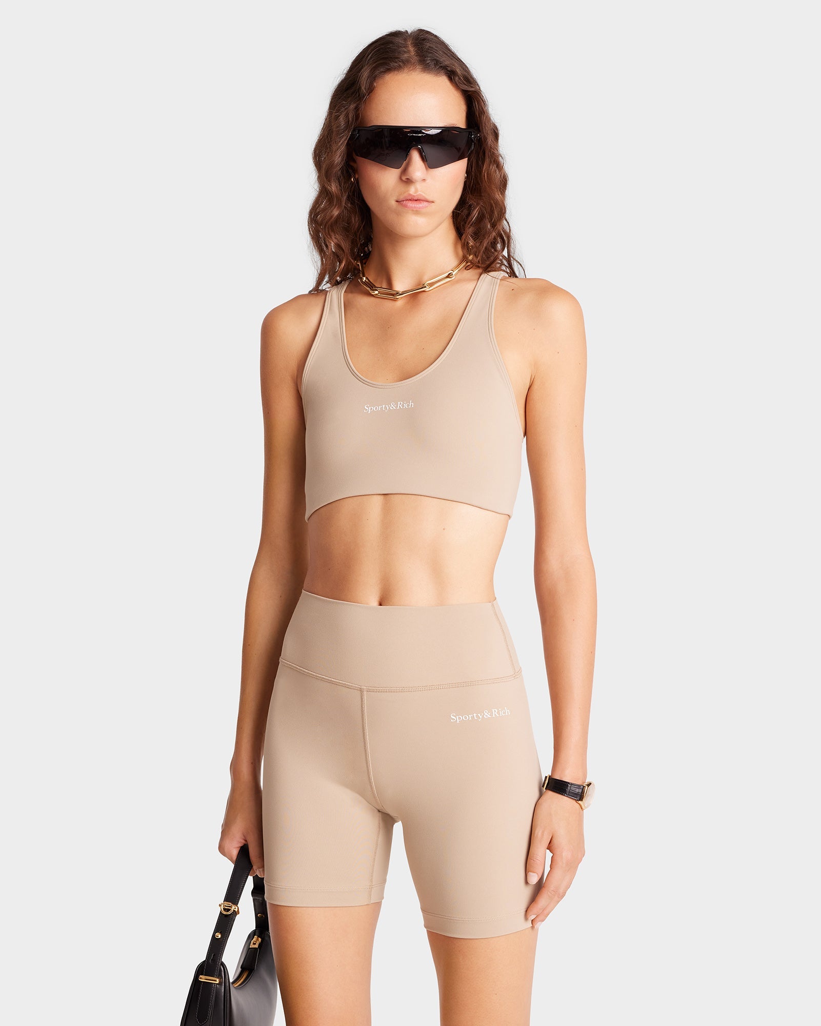 Serif Logo Biker Short - Elephant/White