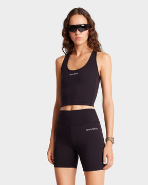 Serif Logo Biker Short - Black/White