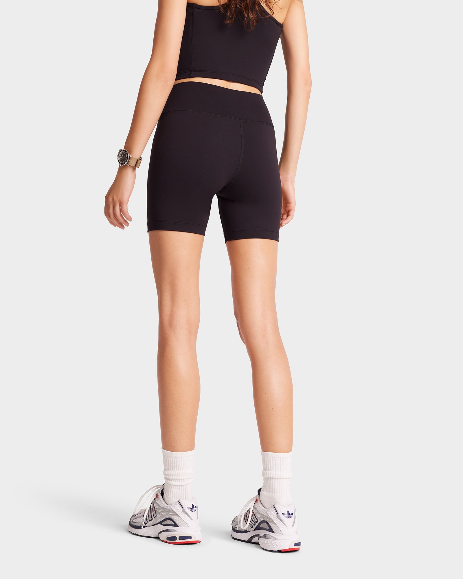 Serif Logo Biker Short - Black/White