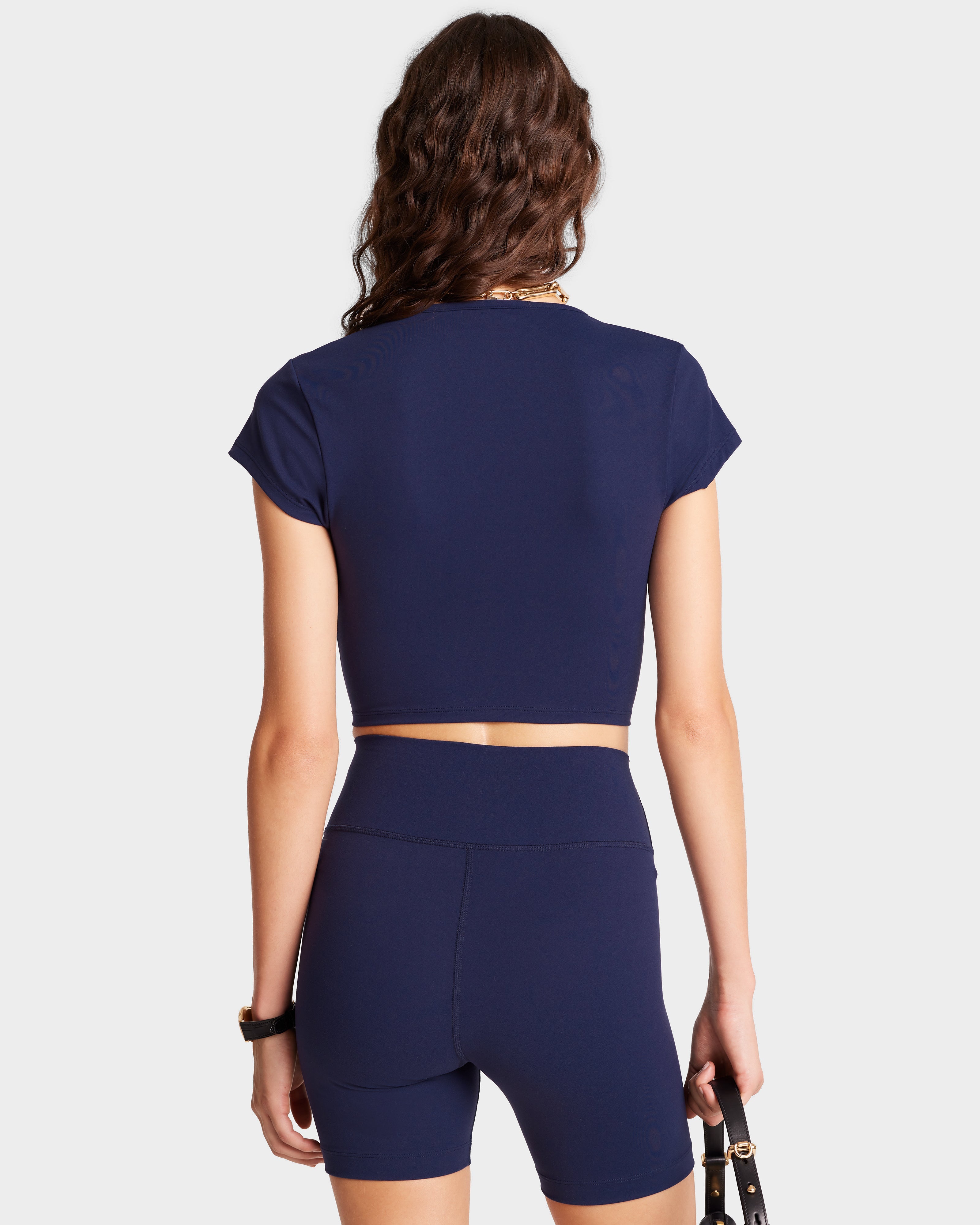 Serif Logo Training Tee - Navy/White