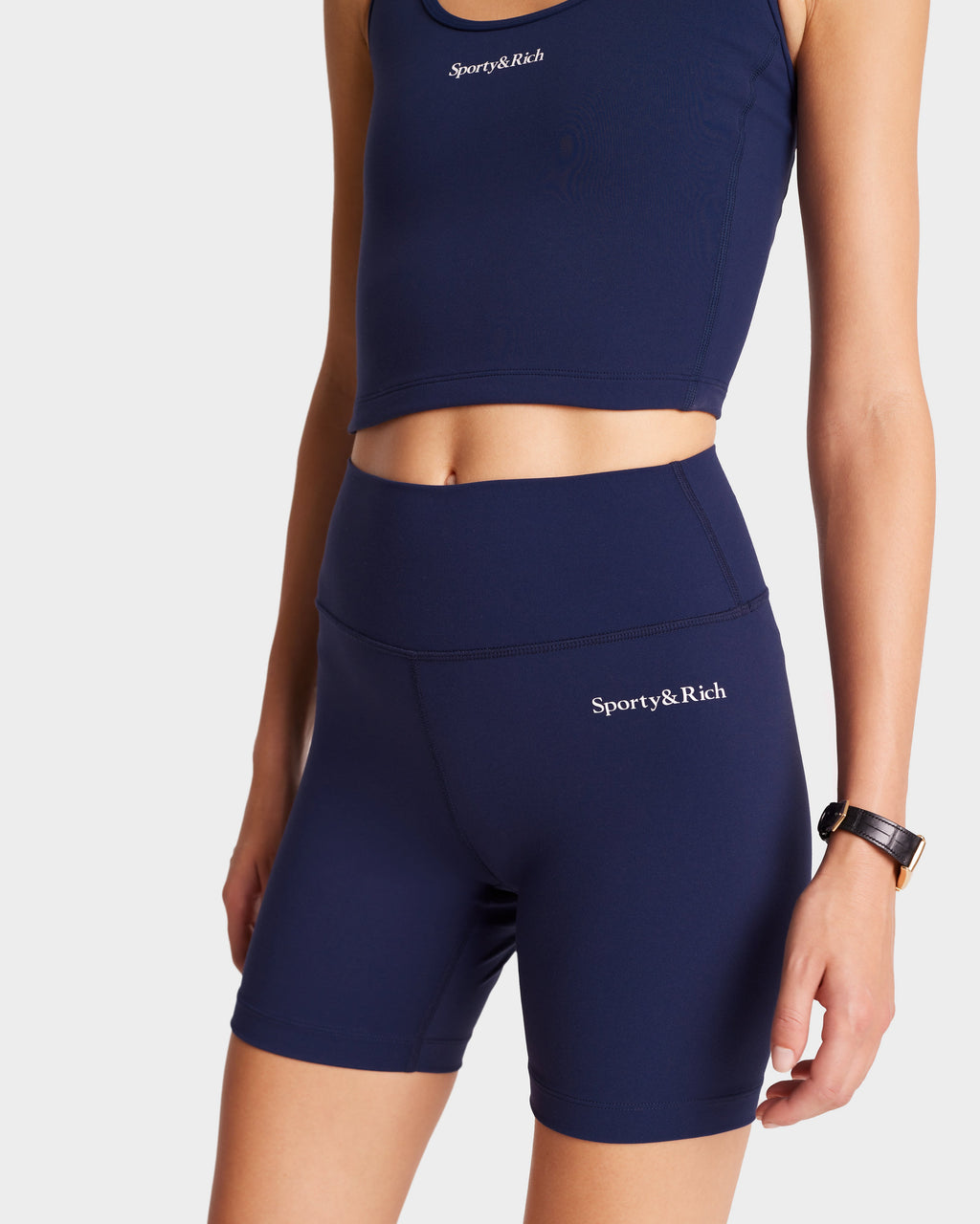 Serif Logo Biker Short - Navy/White