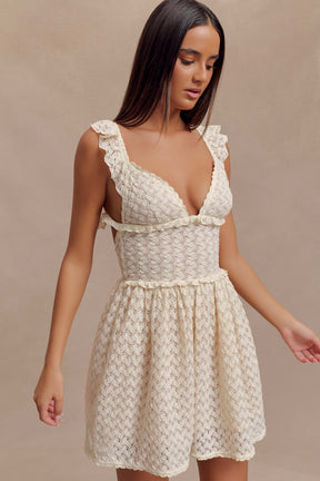 Ezra Lace Mini Dress - Ivory