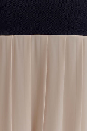 Presley Contrast Knit Off Shoulder Maxi Dress - Navy And Cream