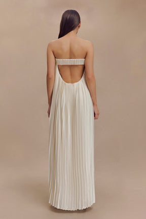 Myrah Plisse Strapless Maxi Dress - Ivory