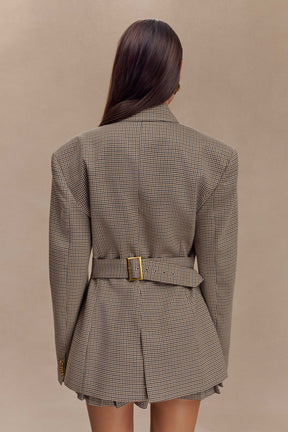 Mila Shaped Blazer - Tan Check