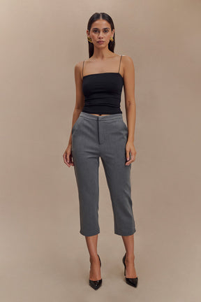Anne Fitted Capri Pants - Charcoal Marle